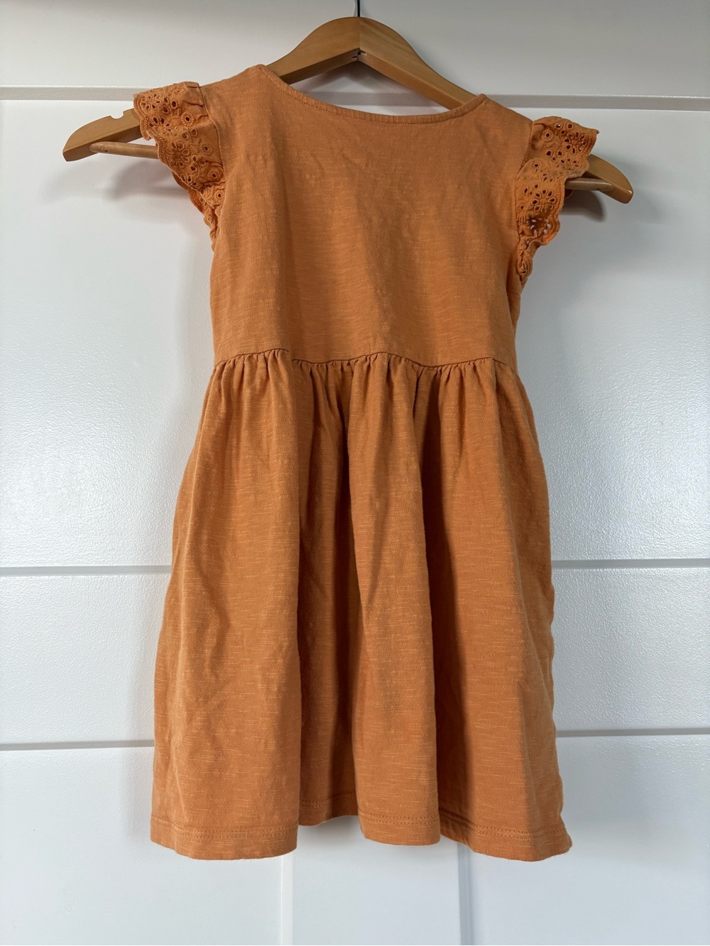 Cat & Jack Orange Girls' Flutter Sleeve Cotton Dress  with Pockets Size 5T